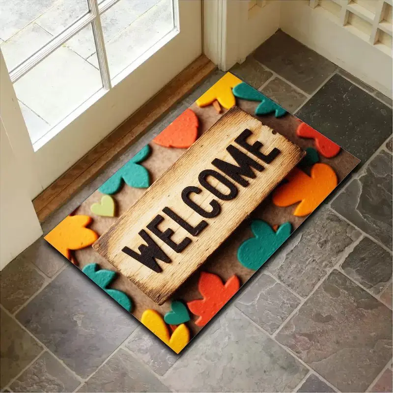 VIKAMA American Retro Entrance Door Mat, Durable Non-Slip Floor Carpet for Bathroom & Foyer, Warm Welcome Home Decor