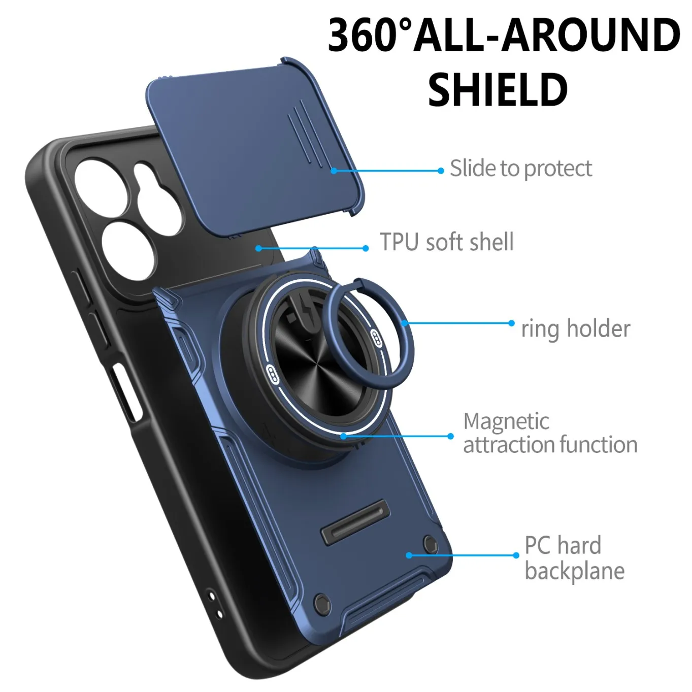 Stoßfeste Schutzhülle für Tecno Spark Go 20 20C 40 40C Pro Plus GO 1 3 POP 8 9 Kameraschutz Magnetring-Ständer-Cover – Detail 8