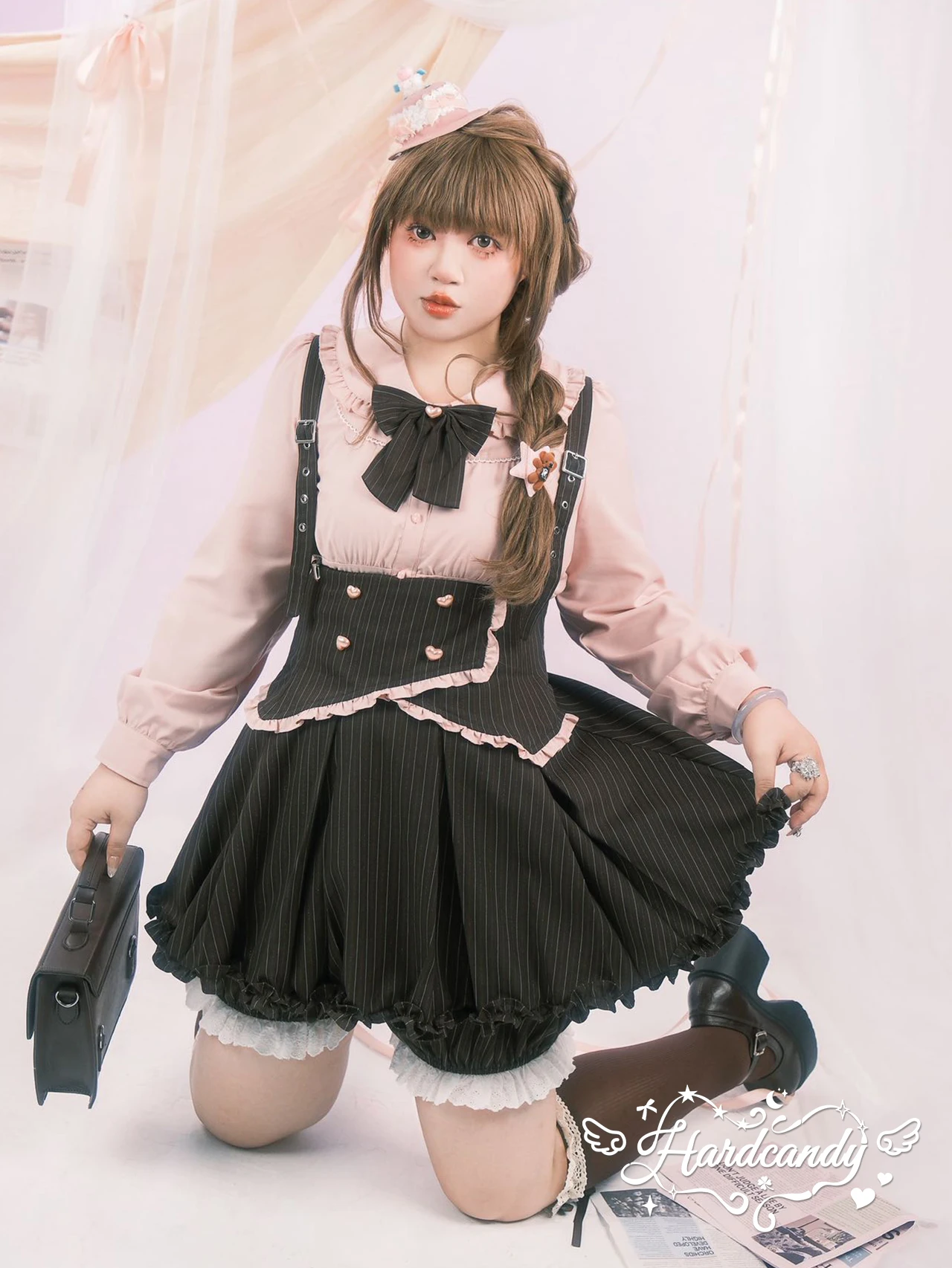 

Комплект с эффектом похудения: топ и юбка с принтом клубничного латте, юбка А-силуэта с высокой талией, короткая юбка, длинный рукав, для повседневной носки, большие размеры