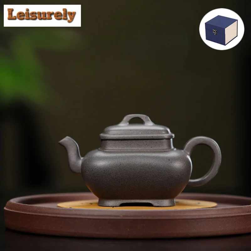 

150ml Creative Yixing Purple Clay Teapots Handmade Pot Raw Ore Steel Grey Section Mud Tea Making Kettle Chinese Zisha Tea Set