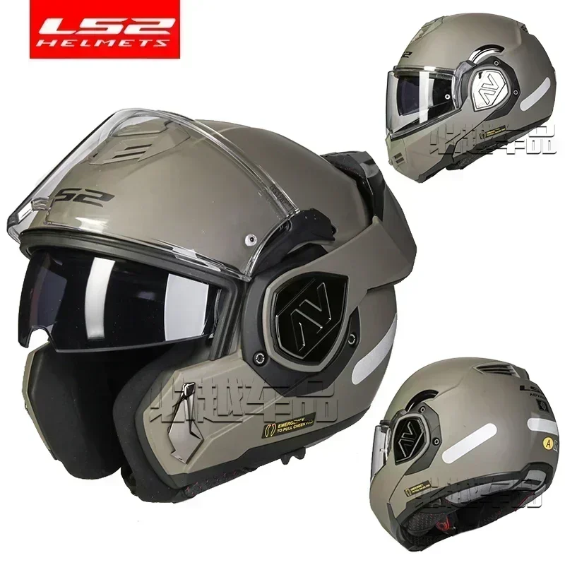 LS2 FF906 Advant Flip casque intégral moto double ouverture de miroir casque Anti-buée lentille moto Flip casque pour hommes