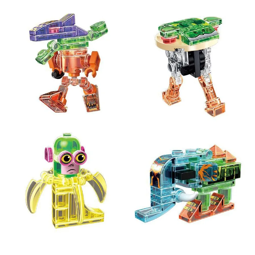 Nuevo bloque de figura de cristal italiano Brainrot, juguete Tung Tung Sahur Tralalelo Tralala, bloques de construcción, combinación de figuras de juguete