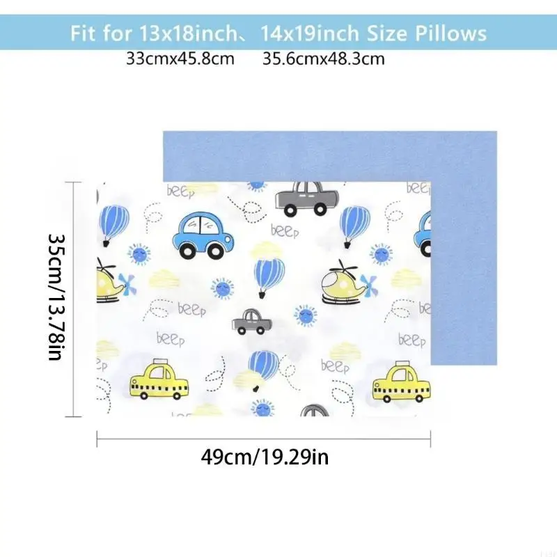 F19F مريح طفل وسادة القطن غطاء القطن التنفس Baby Pillowcase نمط وسادة الطفل غطاء حالة خفيفة