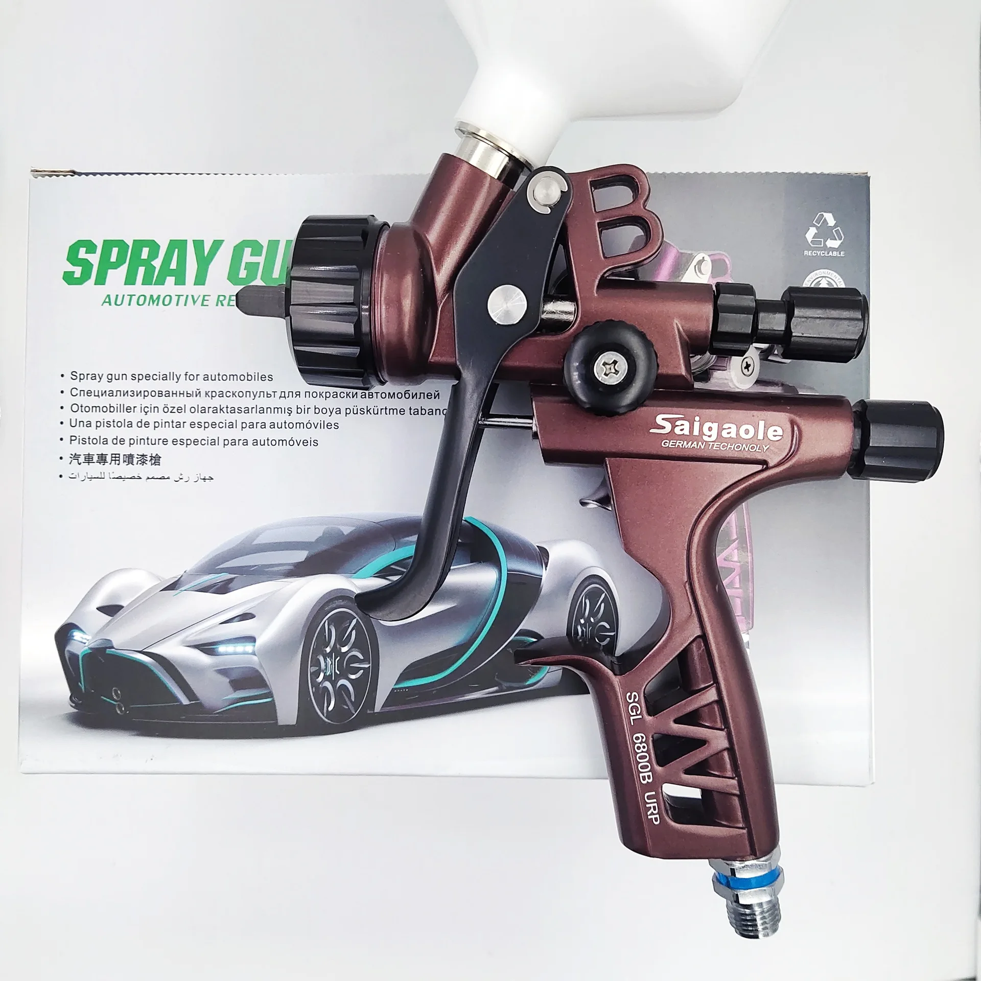 

Upper Pot Spray Gun 1.3mm Auto Furniture Leather Sheet Metal Paint Spray Gun High Atomization 6800 Gravity Manual Pneumatic Tool