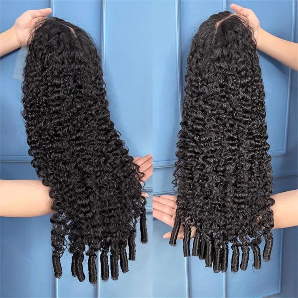 

Burmese Curly Human Hair Wig Glueless Wigs Human Hair Pre Plucked Pre Cut 220% Density Drawstring Wig for Women 13x6 HD Lace Front Wigs Human Hair Glueless Wear and Go Natural Color