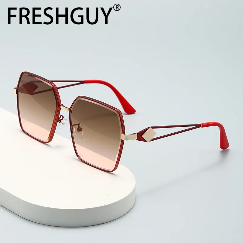 FRESHGUY Fashion Metal Frame Sunglasses Essential For Holiday Travel Eyewear 2024 New Unisex Glasses