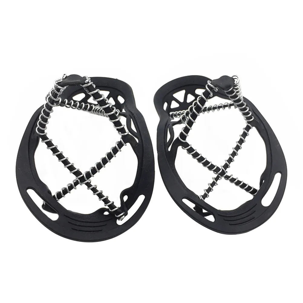 1Pair Universal Fit Ice Crampons for All Footwear Anti-Slip Snowfield Hiking Climbing Overshoes Lightweight Stretchable Traction