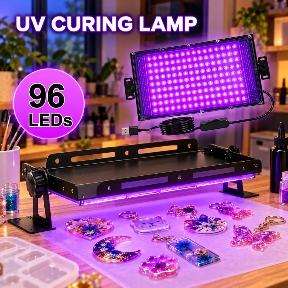 96/144 Beads UV Colloidal Curing Lamp High Intensity High Power UV Black Light USB Fast Curing UV Resin Curing Light Craft DIY