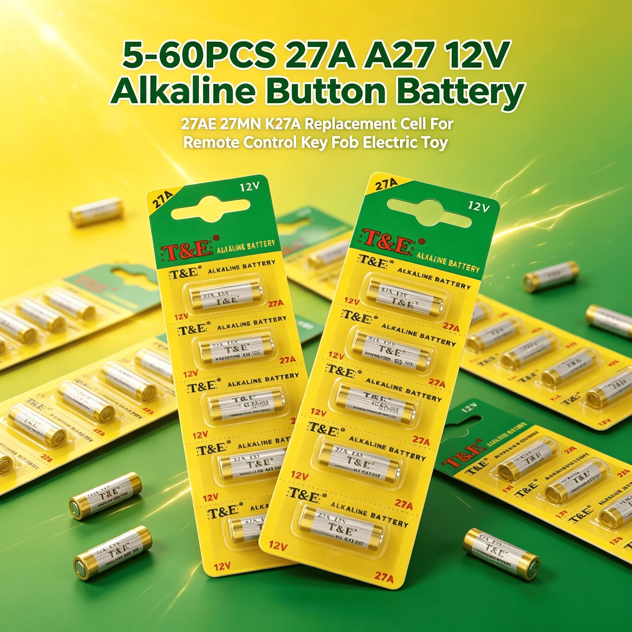 5-60PCS 27A A27 12V Alkaline Button Battery 27AE 27MN K27A Replacement Cell For Remote Control Key Fob Electric Toy