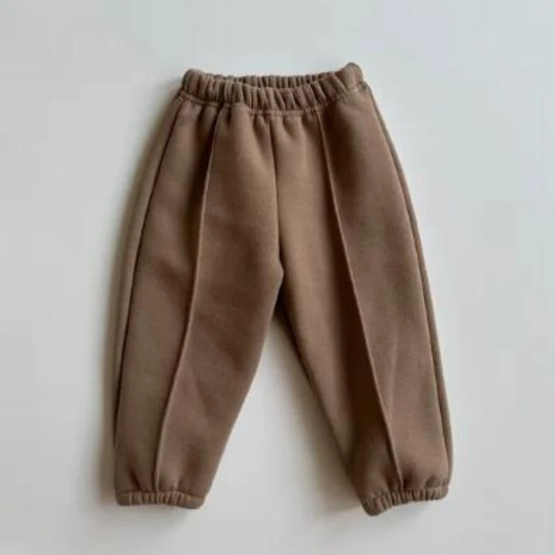 Autumn Children Boys Girls Casual Warm Fleece Pants Kids Trousers