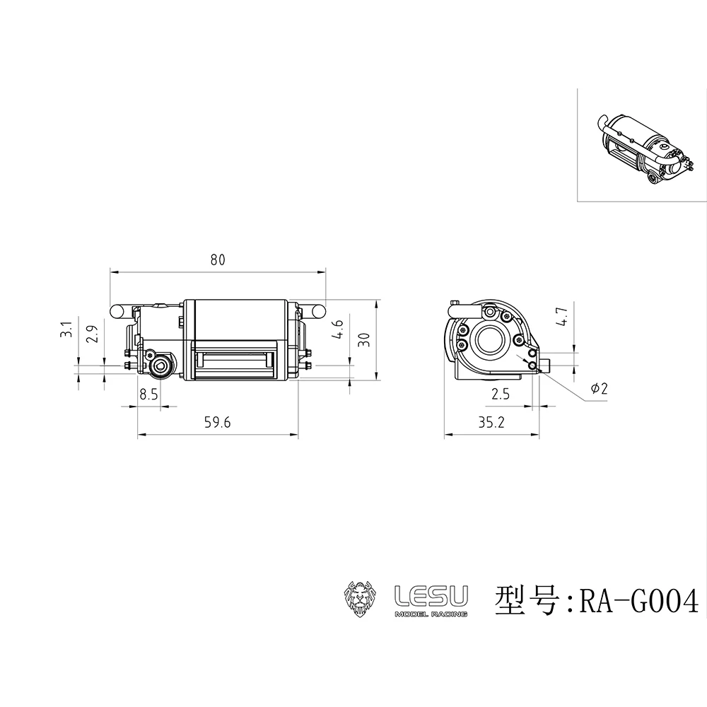 LESU RC Parti Verricello Elettrico In Metallo per 1/10 RC Fuoristrada 4*4 RAVE-UM406 Camion Modello FAI DA TE Pezzo di Ricambio Giocattolo TH22153