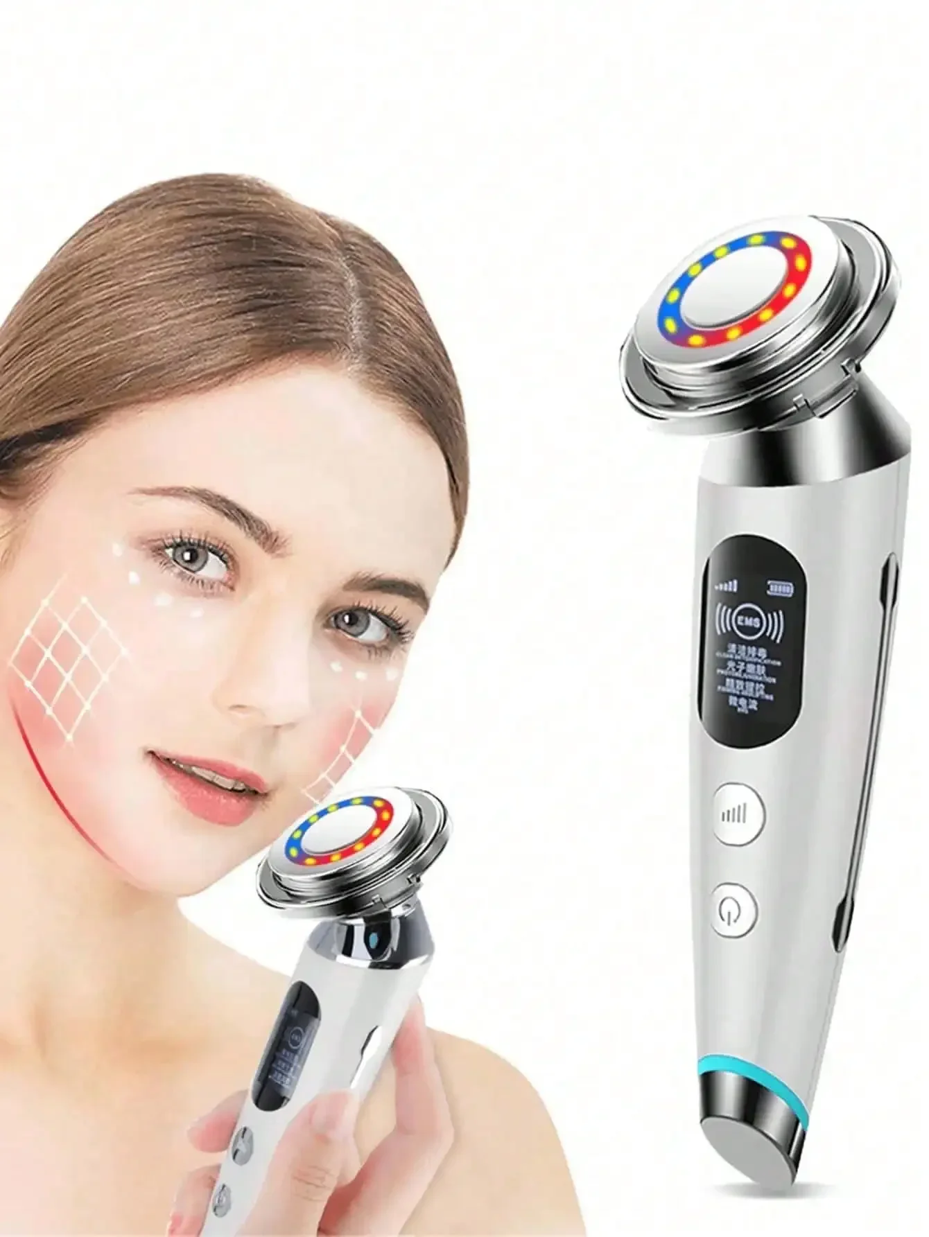 Massaggiatore per il lifting del viso - Macchina per il lifting del viso con microangolo RF Ems per la cura della pelle con fotoni LED per il viso