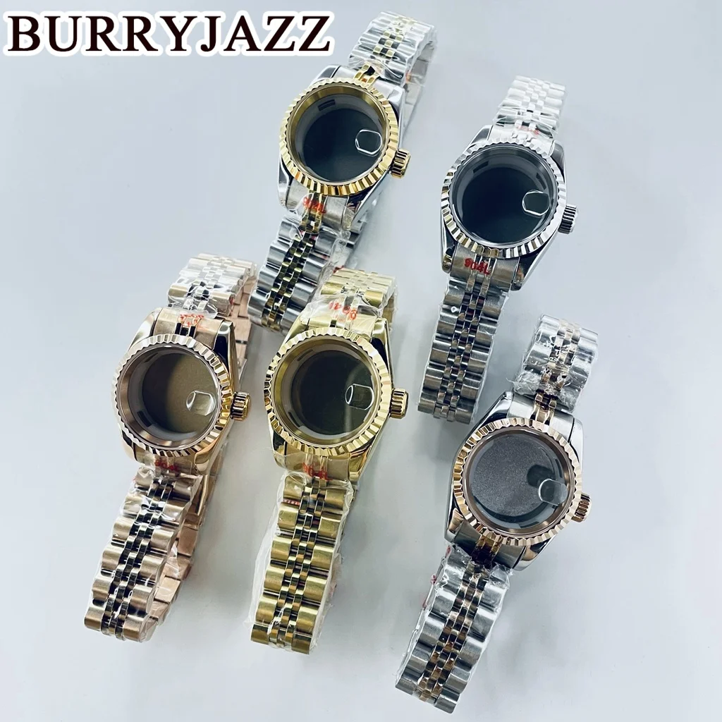 

BURRYJAZZ 26mm NH05 NH06 Watch Case Silver Gold Rose Gold Stainless Steel Case With Sapphire Crysta Waterproof