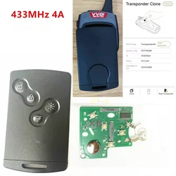 1/2/5pcs 4 Button Car Key 433MHz 4A pcf7945 pcf7953 Keyless Go Entry Smart System For 2009 - 2015 Clio IV 2013 - 2017 Captur