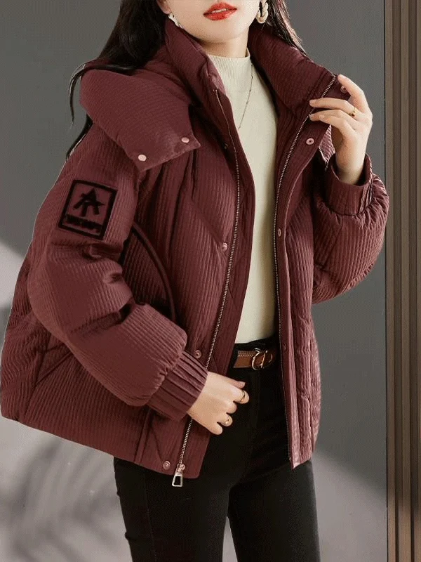 

Ankela красное пуховое женское зимнее пальто Jaet Thiened ort Bread Sle с капюшоном, модное корейское пальто прямого кроя