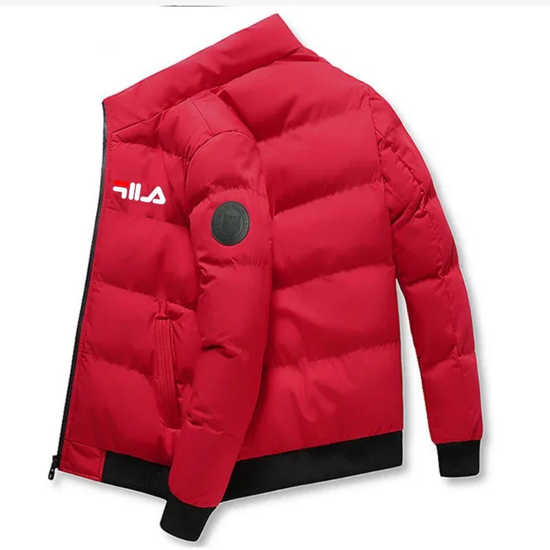 2025 hommes nouveau hiver haute qualité marque imprimé décontracté court coton veste chaud super épais coupe-vent loisirs sport manteau