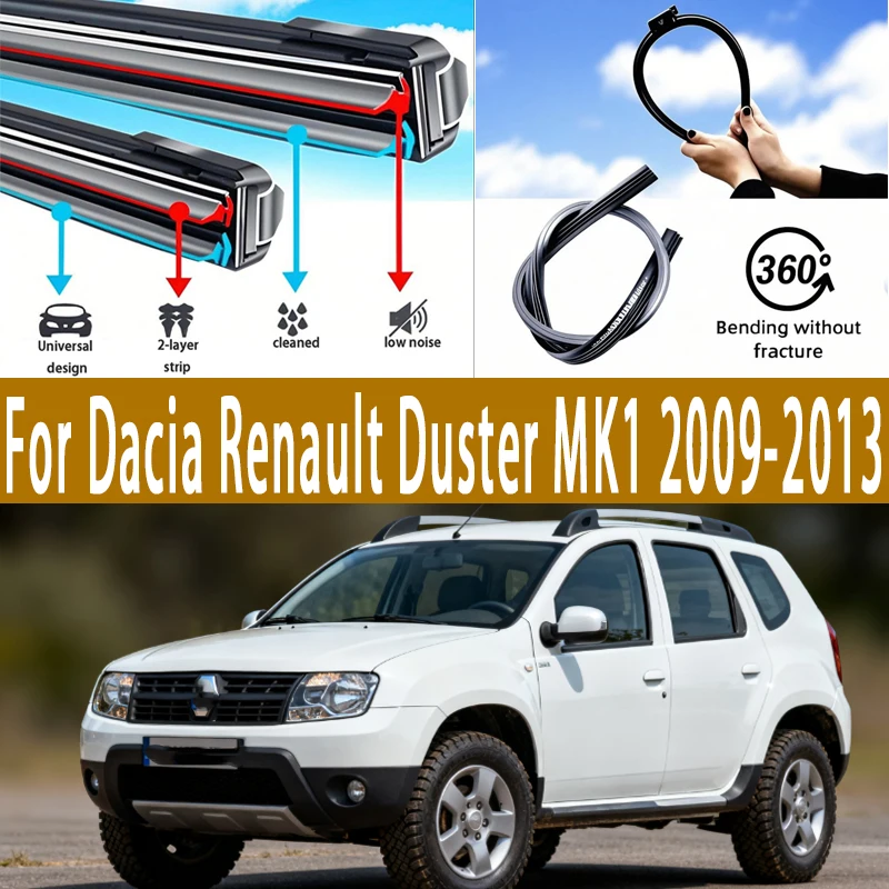 

For Dacia Renault Duster MK1 2009-2013 Car Wiper U-type Soft Rubber Boneless Wiper HD Quiet Durable Automotive Wiper 20"+20"