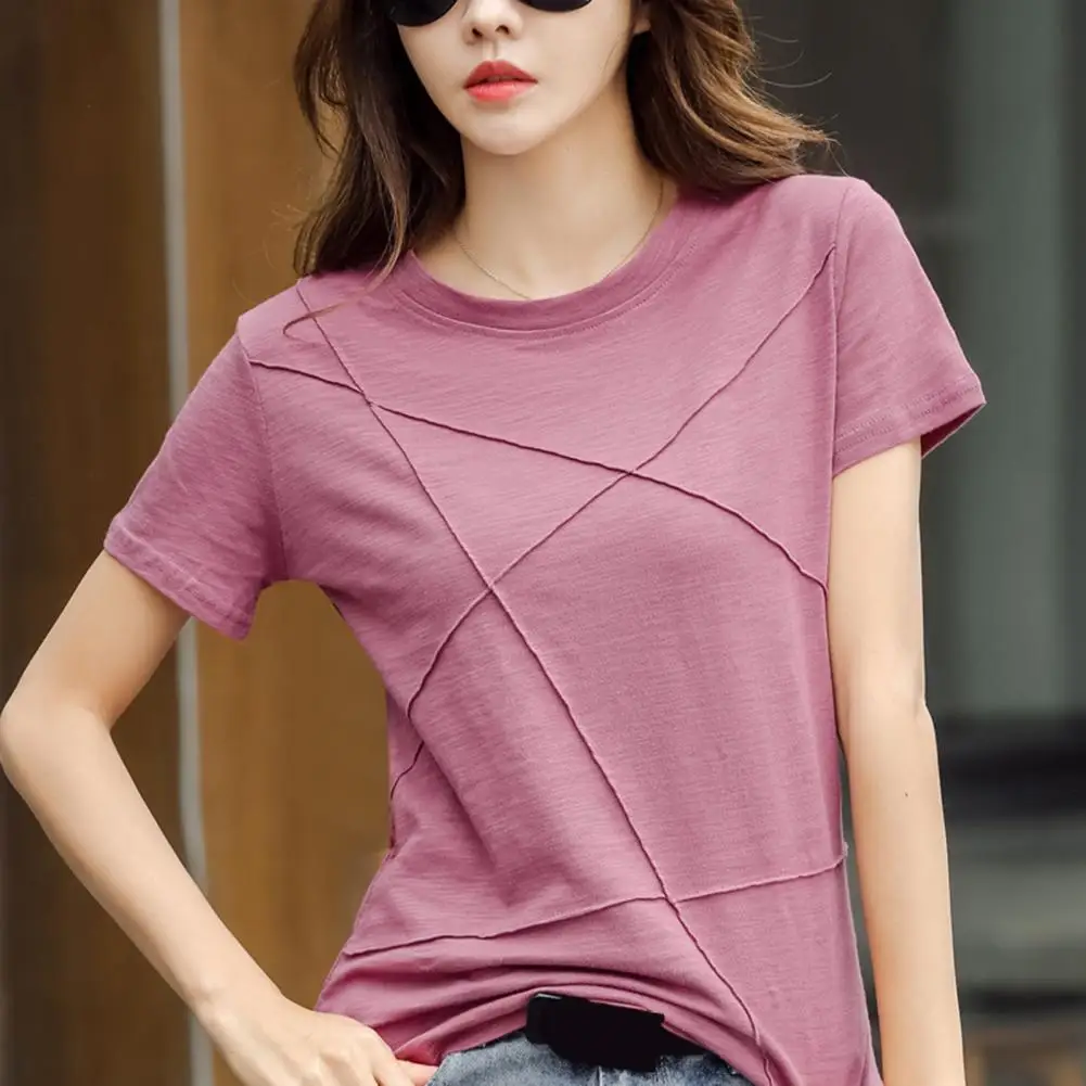 Tee Shirt Skin-touching Casual Tops Quick Drying Sweat Absorbing  Fashion Summer Solid Pullover T-shirt