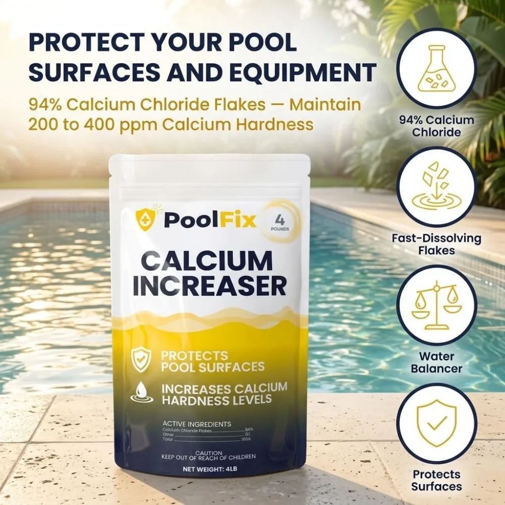 Calcium Hardness Increaser 94% Calcium Chloride Fast Acting Prevent Scale Balance Pool Water Easy Latching Bucket 25 Pounds