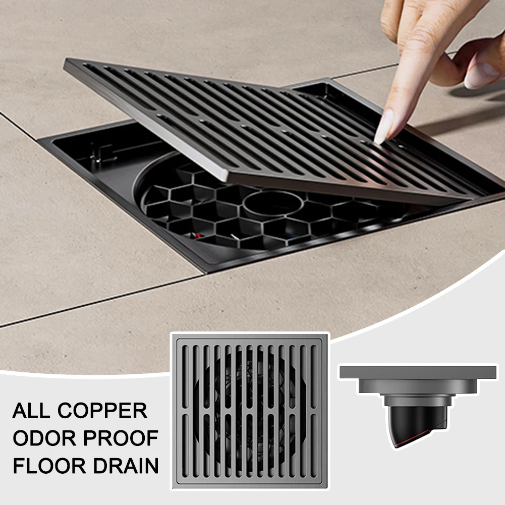 Shower Floor Drain Magnetic Square Floor Drain Strainer Stainless Steel Large Displacement Sink Water Drain Filter For Bathroom