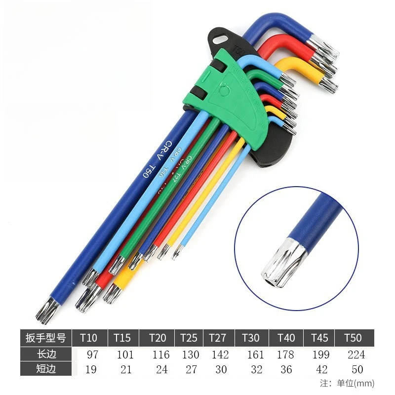 Allen Key Set L Wrench Kit For Allen Screw 9PCS Long Arm Hex Key Set 1.5mm To 10mm Hexagon Spanner Hand Tools For Bicycle Repair