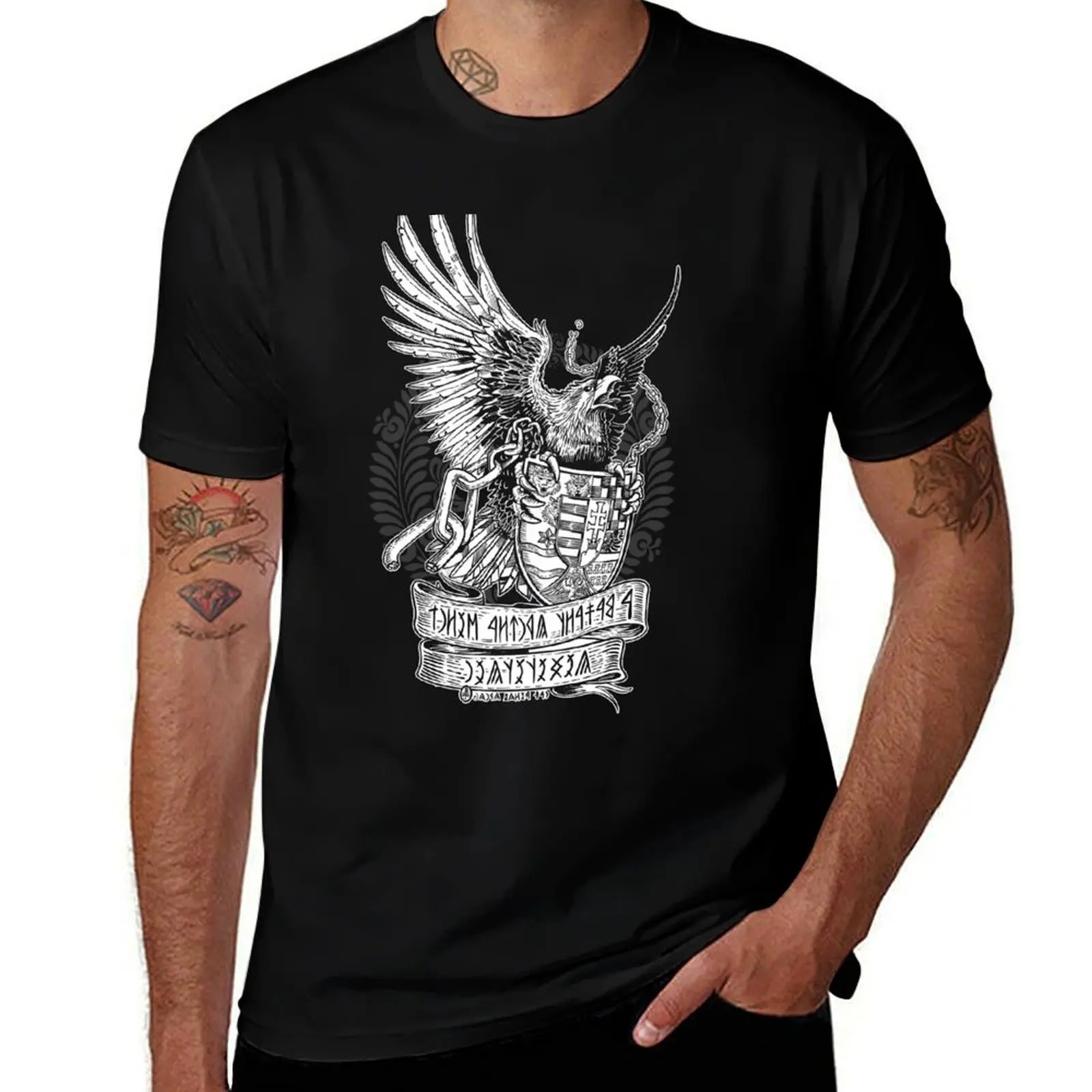 

It is impossible to chain a Hungarian person - Hungarian Turul Bird T-Shirt Big and Tall Short Sleeve Tee