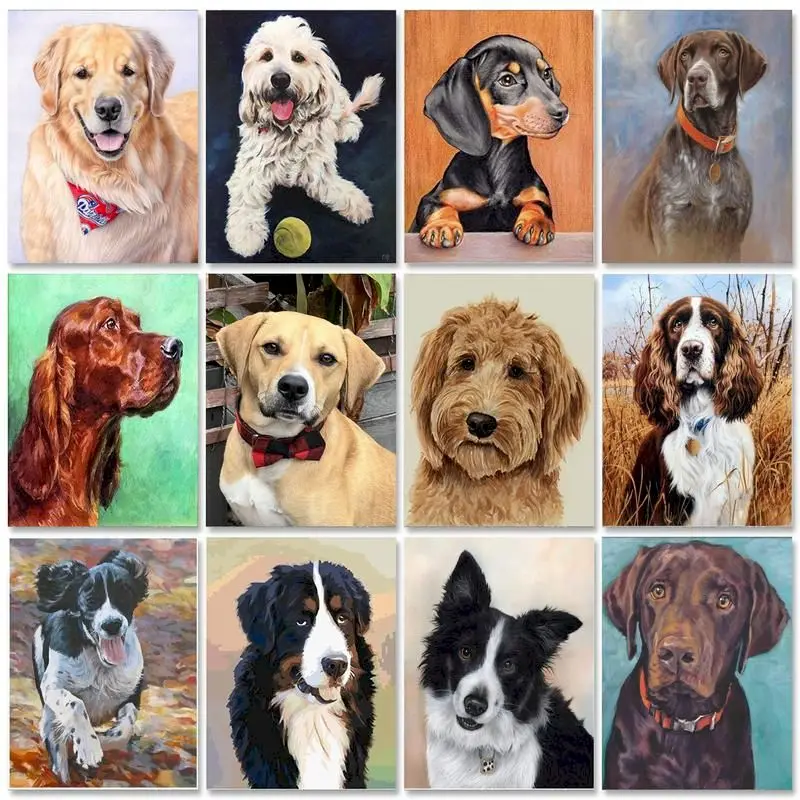 

GATYZTORY 40x50cm Painting By Numbers On Canvas Painting With Numbers Dog Animals Oil Handpainted Diy Gift Unique Home Decors Ar