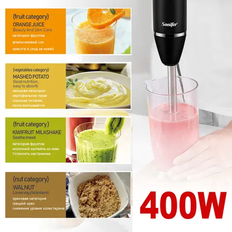 400W Stavmixer Immersion Elektrisk Matberedare Iskrossning Kök Grönsaks Köttkvarn Hackare Visp Frukt Omrörning Sonifer 8 best sales stabmixer - №2