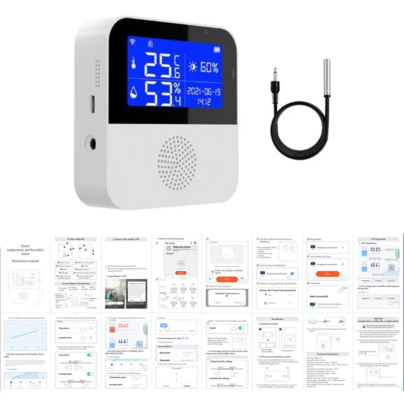 Smart Wifi Temperatur Feuchtigkeit sensor Gekritzel Temperatur-und Feuchtigkeit messer Home Dual Temperatur sensor