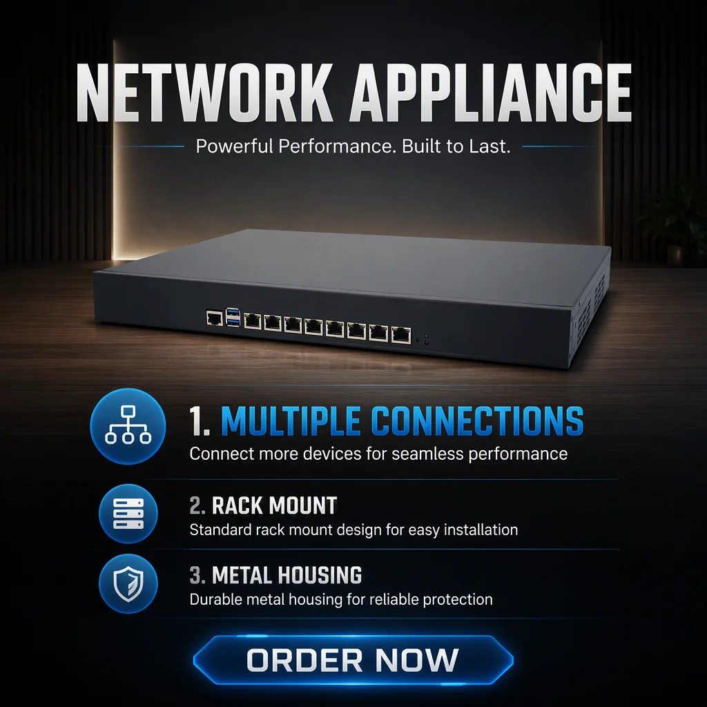 1U Rackmount Network Security Firewall Appliance Core I3/i5/i7/i9 8*LAN DDR4 Support PfSense OPNsense Edge Computing Mini PC