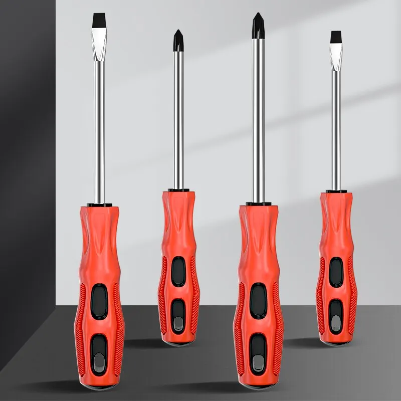 Magnetic Slotted Flat Head Screwdriver Multifunctional Household Basic Anti Slip Manual Screw Drive Tool Magnetic Screwdriver