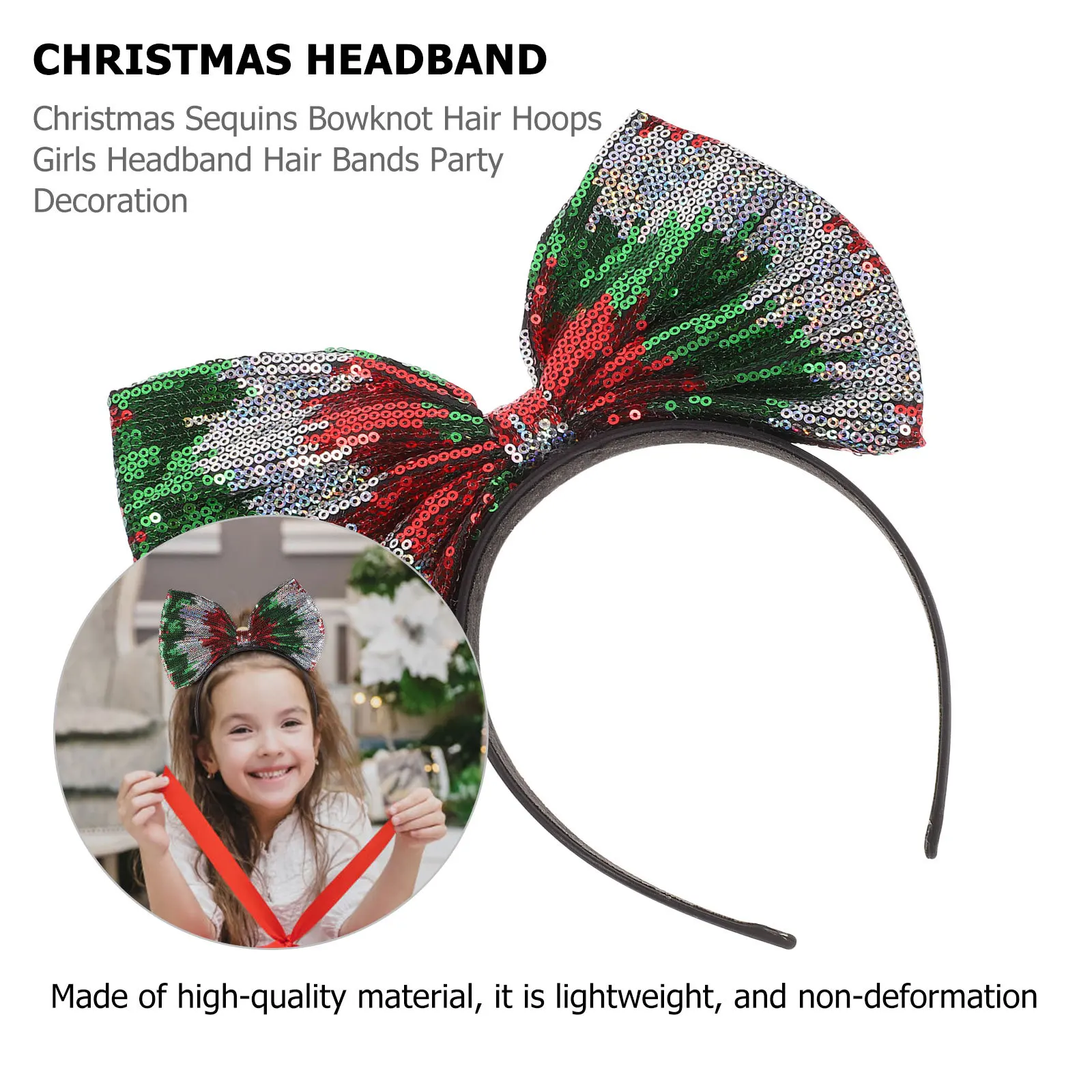 الترتر القوس الشعر هوب عيد الميلاد عقال لقضاء عطلة الطرف الديكور بريق Bowknot رباط شعر عيد الميلاد غطاء الرأس احتفالي