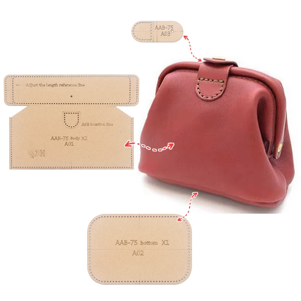 1 Set DIY-Lederhandwerk-Vorlage – Schablonenform aus Kraftpapier – zum manuellen Schneiden von Leder-Aufbewahrungstaschen