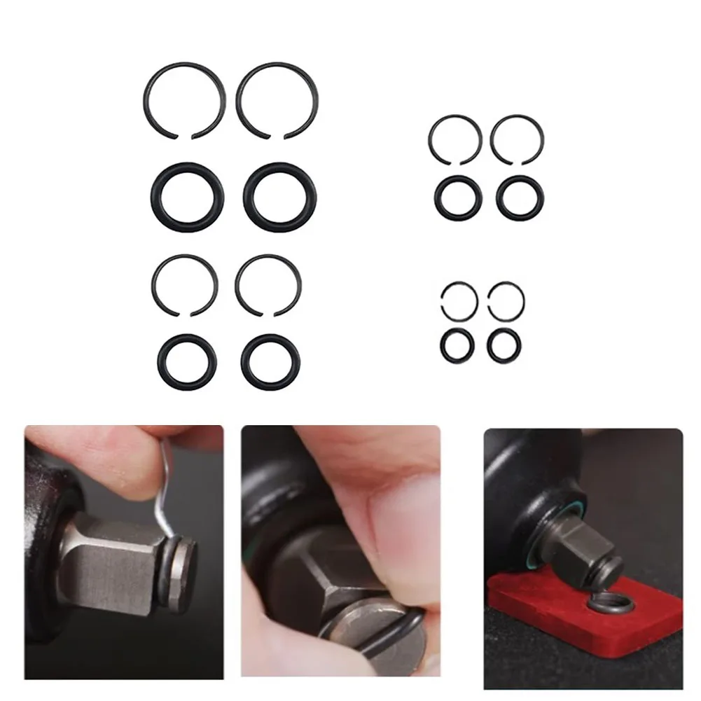 2Set Wrench Retaining Ring Clip With O-Ring 3/8in 1/2in 3/4in Wrench Snap Ring For Craftsman IR-Parts Pneumatic Tools Accessorie