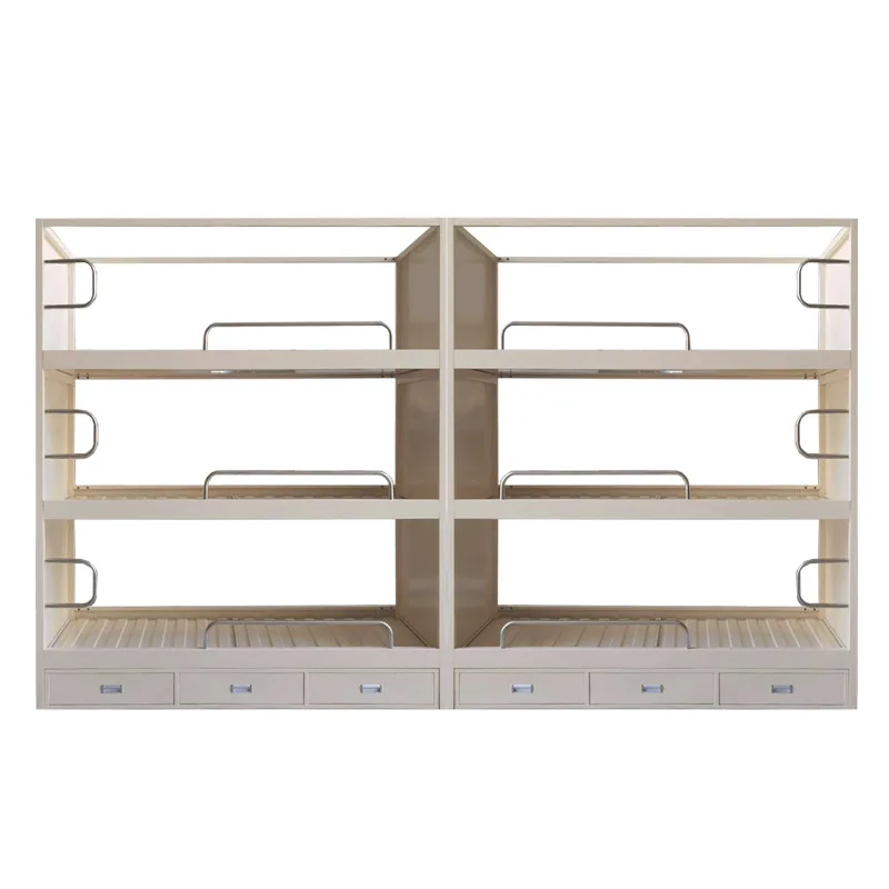 

Maritime Ship Furniture Iron Frame Bed Bedroom Lounge with Drawers Curtains Steel Triple Bed
