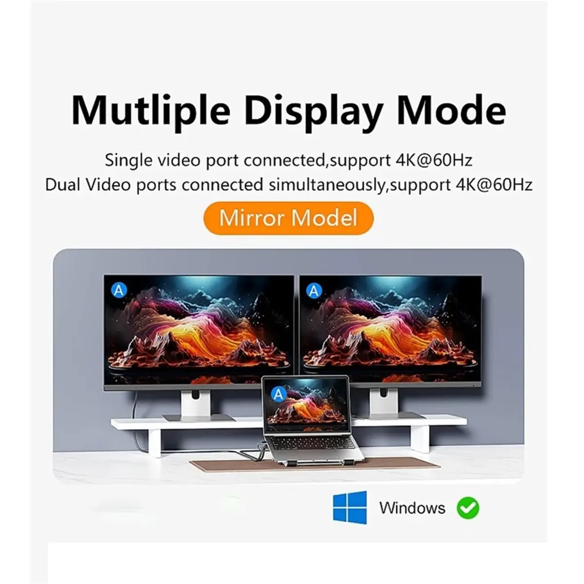 NEW FACTORY~7 in 1 Aluminum Laptop Stand with 4K 60Hz HD SD/TF Card Reader USB 3.0 5Gbps 100W PD Charger Type-C Hub Docking Stat