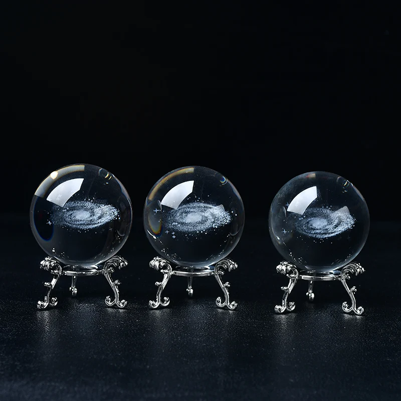 1pc, 3D Crystal Ball, Decorative Glass Ball, 60mm(2.3inch) Universe Galaxy Crystal Ball 3D Laser Engraved Quartz Glass Ball Sphe