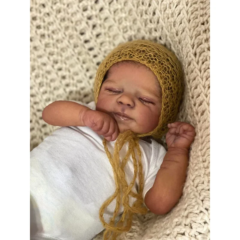 19インチ全身ビニール製リボーンドール、パスカル、リアルな褐色肌の手作りの本物そっくりなベビードール、女の子向けおもちゃ