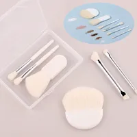 6Pcs Mini Travel Makeup Brushes Set with Clear Box Portable Cosmetic Powder Foundation Blush Blending Concealer Make Up Brushes