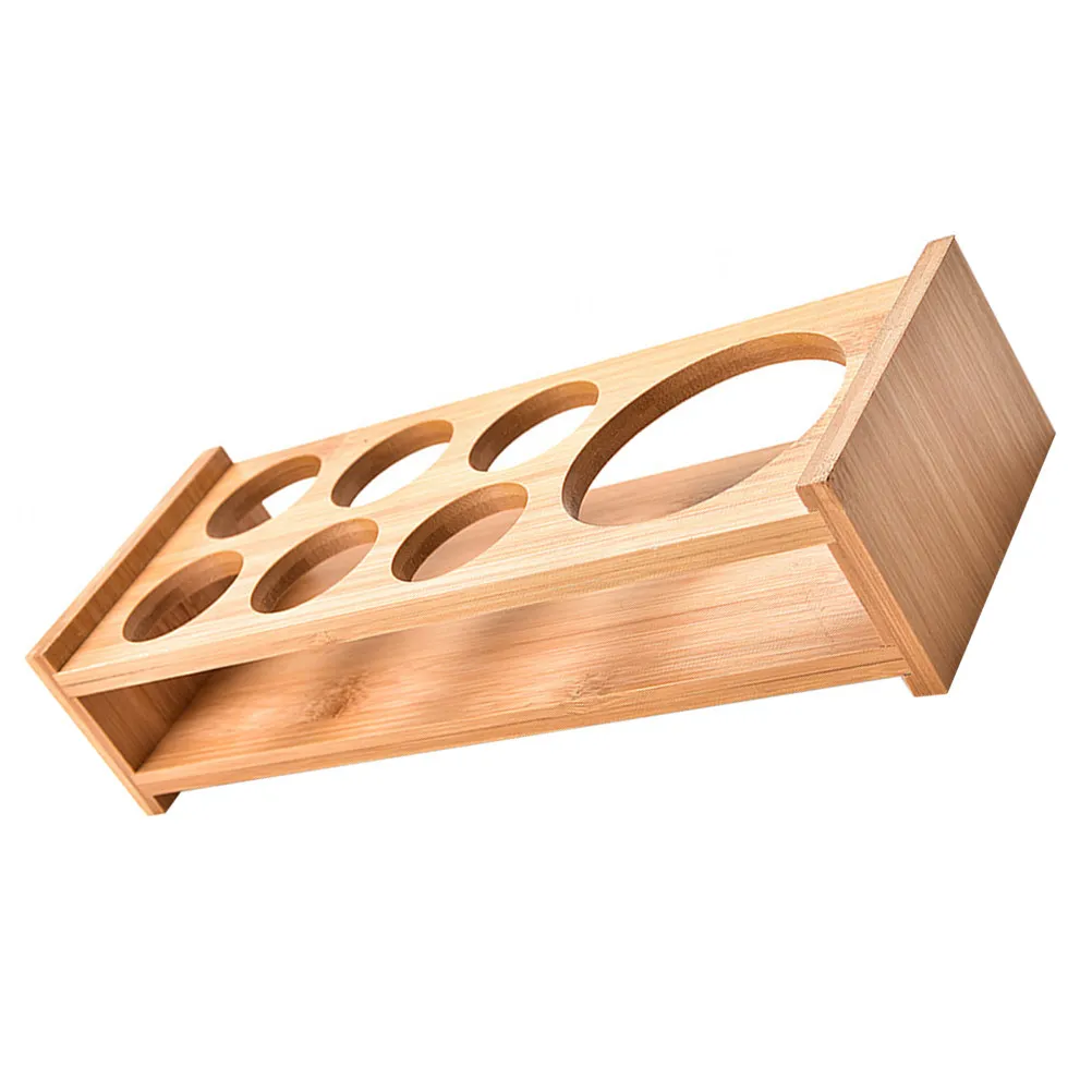 1Pcs Bamboo Whiskey Glasses Rack Simple Strong Structure Shot Glasses Holder Wine Cup Display Stand for Home Kitchen Pantry Bar