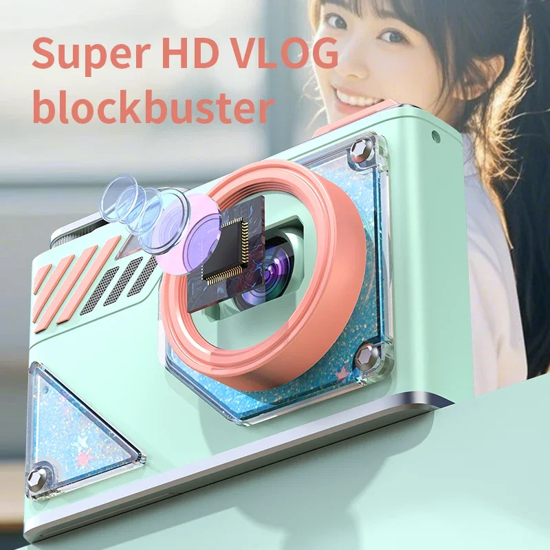Fotocamera digitale per bambini Videocamera per bambini con zoom 8x Fotocamere compatte Fotocamere 1080P 64MP per fotografia principiante
