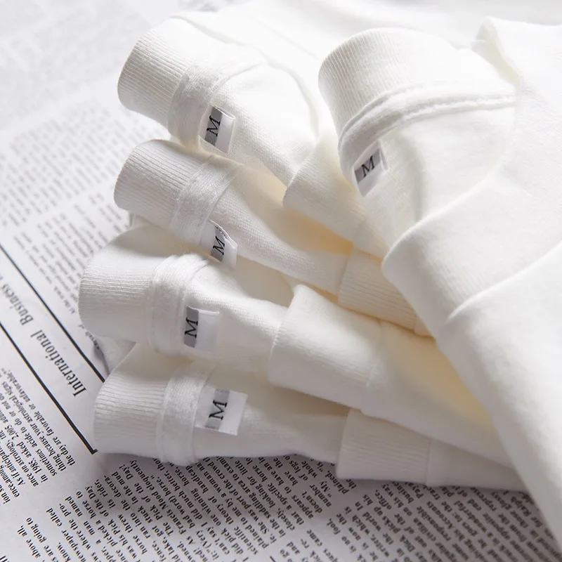 

230gJapanese Style Heavyweight Cotton Short SleevetShirt Men and Women Solid Color White Men's Blank Shirt Trendy BrandinsW