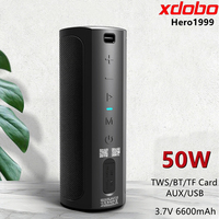 Xdobo Hero1999 High Power 50W Bass Stereo Bluetooth Speakers TWS Wireless Subwoofer Music Center Outdoor Waterproof Ipx7 Boombox