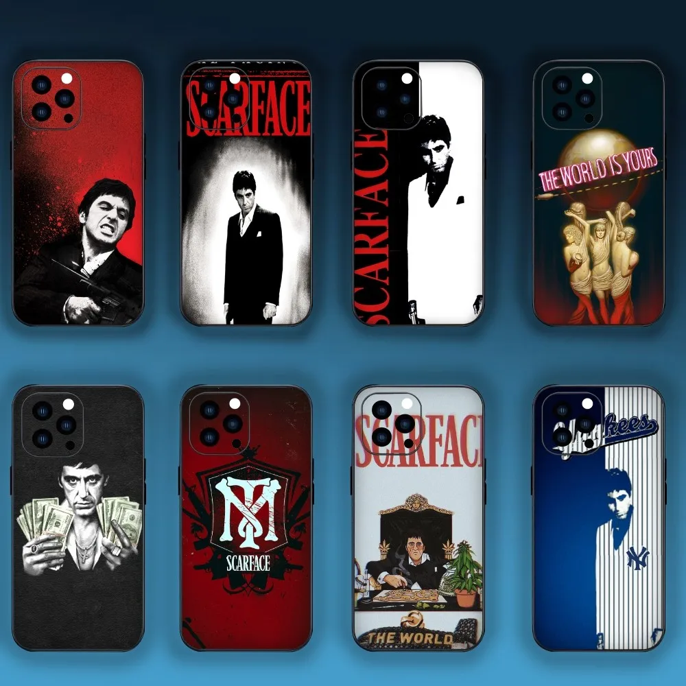 Crime S-Scarface Thriller Phone Case For iPhone Mini 11 12 13 Plus Pro Max 14 15 XR XS Black Shell