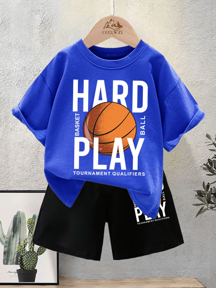 Summer Baby Boy Clothes Set Children Basketball Printed T-Shirts And Shorts 2 Pieces Suit Kid Fashion Top Bottom Tracksuits