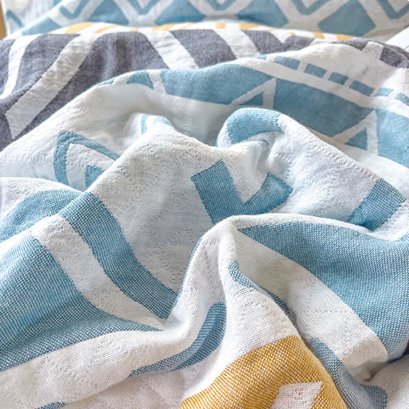 

All Cotton Washed Gauze Towel Quilt - Ultra-Soft Breathable Summer Cooling Blanket for Nap/Sofa, Portable Home Bedding