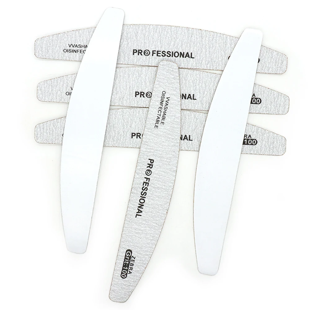 10Pcs Halfmoon Removable Nail Files And Buffer Set 100 180 Grit Nail Supplies For Professional Sanding File Polish Manicure Set