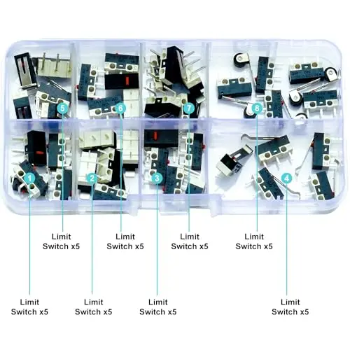 Micro Limit Switch Mouse Switch Assorted Kit, SPDT 3Pin 1NO 1NC AC 1A 125V Momentary Push Button (Limit-Mouse-Switch)