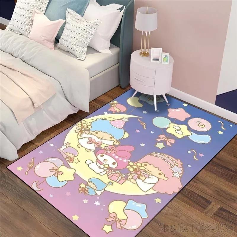 Sanrio Little Twin Stars Print Large Size Carpet for Living Room Bedroom Kid's Room Home Decor Area Rug Non-slip Mat Sofa Mat