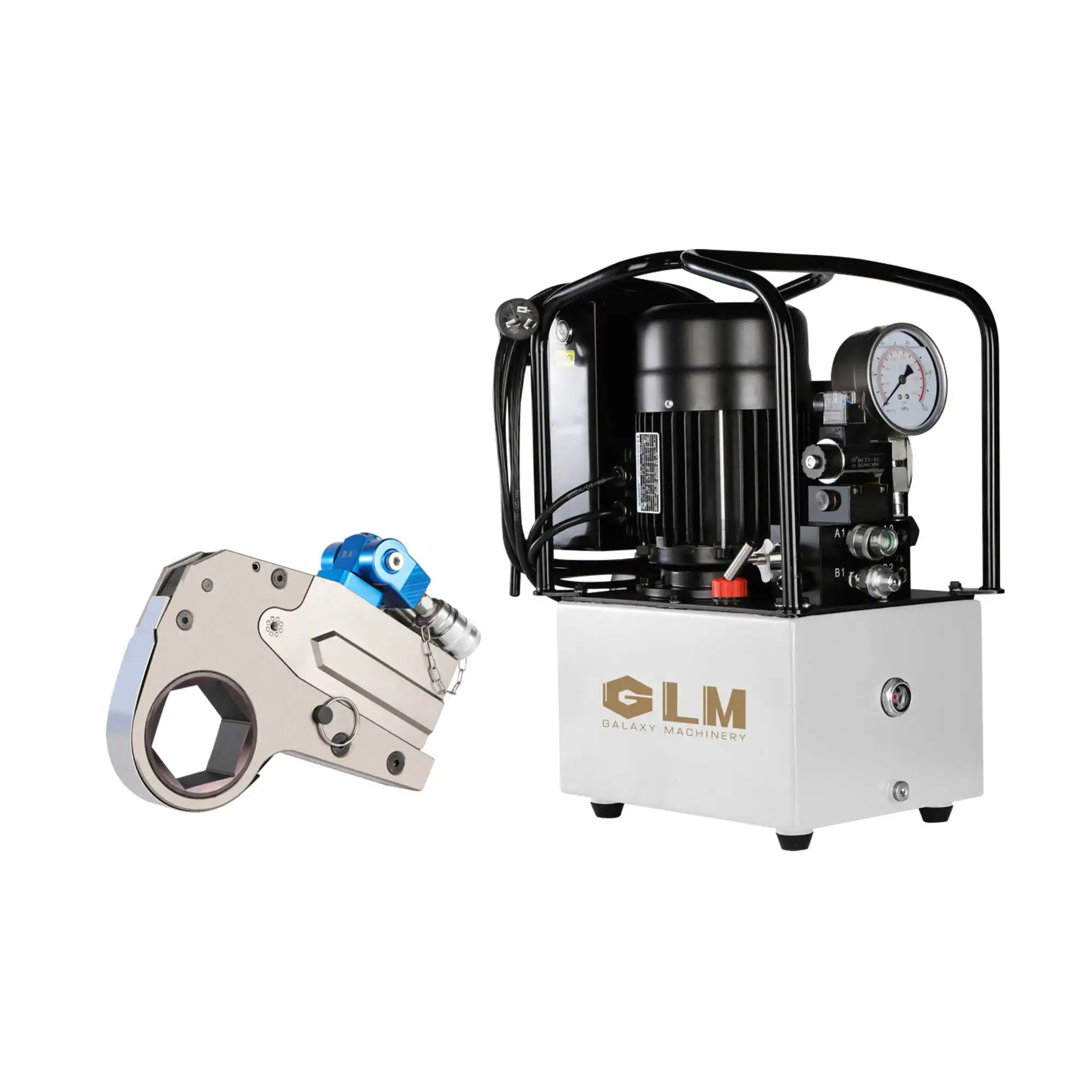 Ultra-Thin Hollow Hydraulic Torque Wrench with Tool-Free Adjustable Reaction Arm for Fast On-Site Bolt Tightening AA